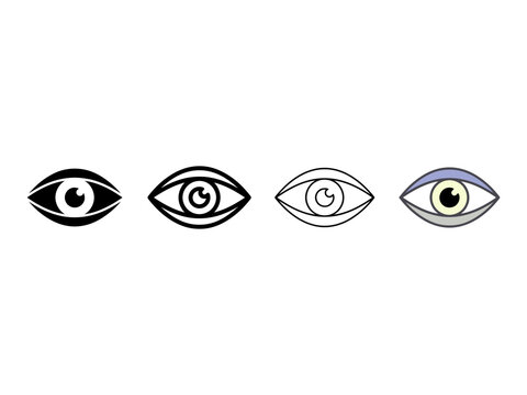 Vision and Insight Eye Icon Set, Solid, Outline and Hand-Drawn Sketch Styles, Vision, Sight, Visibility, Observation, Insight, Awareness, Focus, Attention, Seeing, Visual Perception, Eye Symbol and Ob