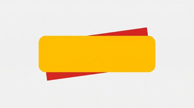 Blank yellow rounded banner label layered over red ribbon shape with rectangle