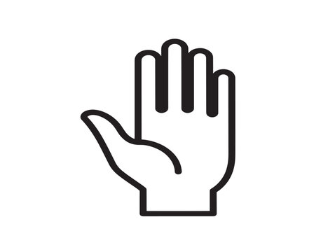 Open hand gesture icon. Palm sign for stop or greeting in a simple line art style.
