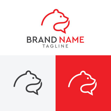 Bear Head Speech Bubble Logo