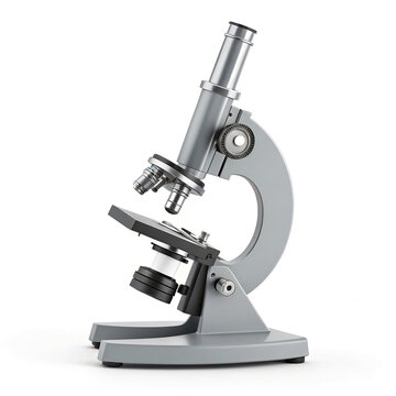 Monocular microscope on white background for science education and laboratory research equipment