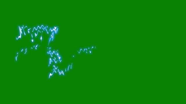 Animated electric lightning bolt storm effect FX on a green screen background.seamless high voltage energy flash, blue lightning thunder .4k thunder animation video