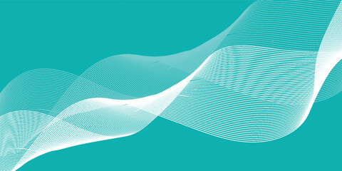 Fototapeta premium Abstract Turquoise Blue Wavy Lines Background Vector
