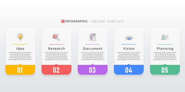 Business infographic template. 5 Step timeline journey. Process diagram, 5 options on white background, Infograph elements vector illustration.