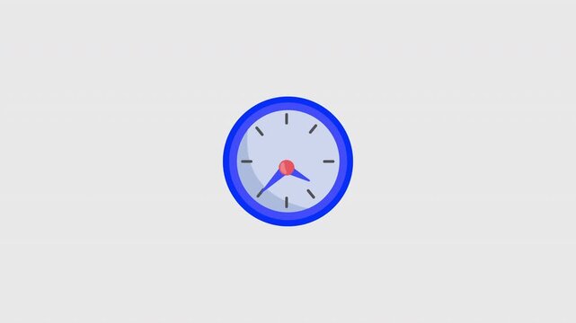 Clock spinning, watch animation on white background. Simple Blue clock spinning animation on white background, 4K video
