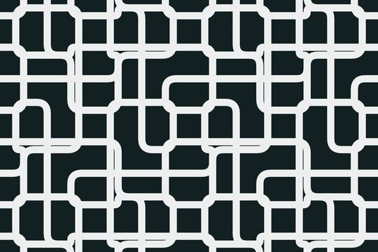 Staggered maze lines seamless background in teal