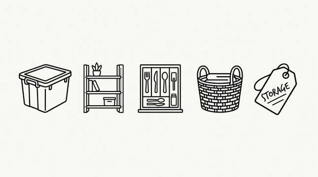 Black and white line drawing objects.