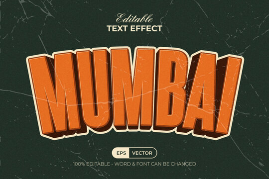 3D Editable Text Effect Curved Vintage Style.