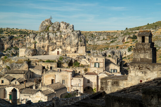 Basilicata, Italy: A view of Matera, with the Church of Santa Maria di Idris&mdash;also known as &ldquo;Santa Maria de Idris&rdquo; or &ldquo;Madonna de Idris&rdquo;&mdash;at the center, located within the Sassi.