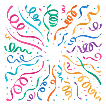 Colorful Party Streamers and Confetti Celebration Decoration Collection