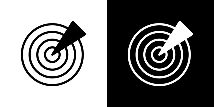 Concentric target icon with dart arrow, for sales goal, performance target, and strategic aim apps