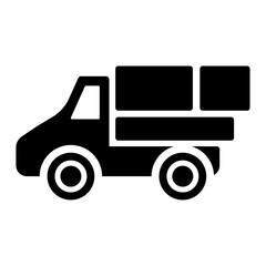 Fototapeta premium Delivery Truck Icon Black Vector Cargo Shipping Van Glyph Symbol