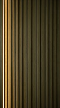Vertical ribbed wall paneling texture with olive green tone and warm backlit edge glow