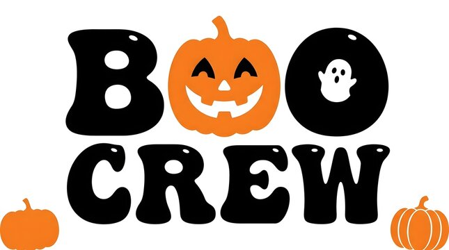 Festive halloween boo crew design with pumpkins and a playful ghostly aesthetic