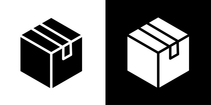 Cardboard box icon with taped seams, for shipping, logistics, and warehouse apps