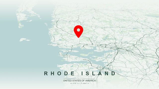 Modern minimalist vector map of Rhode Island, United States. High-quality scalable illustration of Rhode Island state geographic boundaries along Narragansett Bay for posters design.