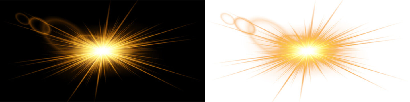 Golden Starburst and Orange Lens Glow Effects