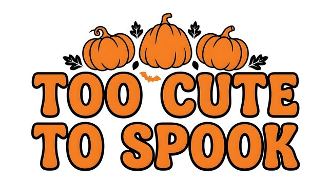 Too cute to spook halloween typography with pumpkins and autumnal design elements