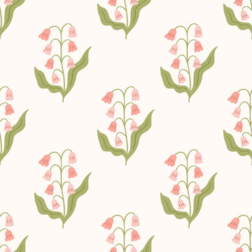 Cute seamless floral pattern with hand drawn soft pastel flowers. Summer vintage print in abstract wildflower. Vector meadow flowers background for fabric design, baby clothes, wallpaper.