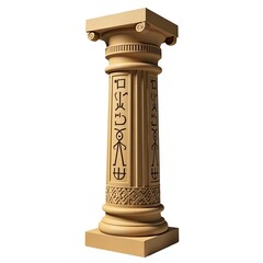 Fototapeta premium Ancient Egyptian architectural detail featuring a pillar with inscribed hieroglyphics