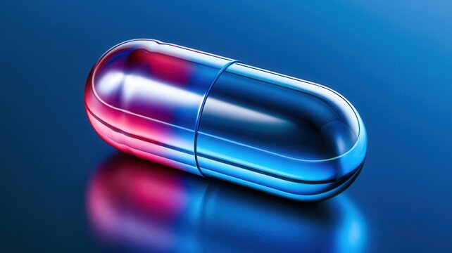 Reflecting capsule representing innovation in medicine technology healthcare and pharmaceutical science