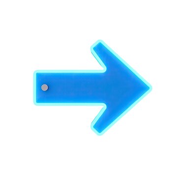 A blue arrow pointing left on a simple white background
