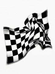 Fototapeta premium Waving Checkered Racing Flag Illustration with Halftone Dot Pattern for Sports and Competition Design