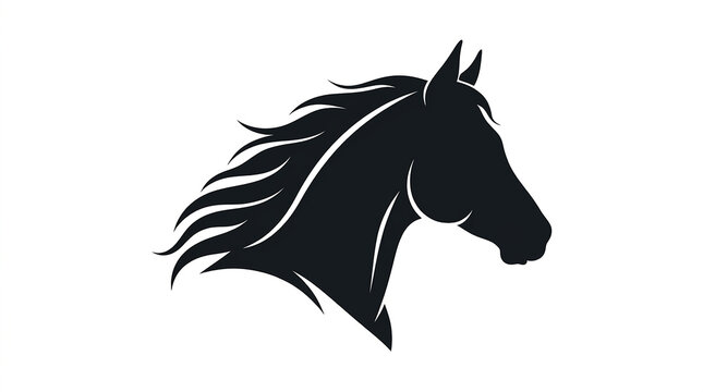 Elegant black horse head silhouette graphic design minimalist profile vector illustration for creative branding projects with clean white background