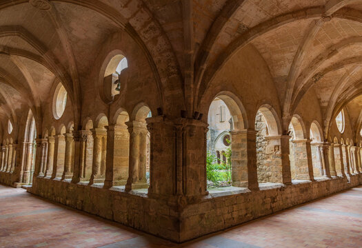 Series of photographs of Valmagne Abbey, a historic Cistercian monastery founded in the 12th century and located in the Occitanie region of France
