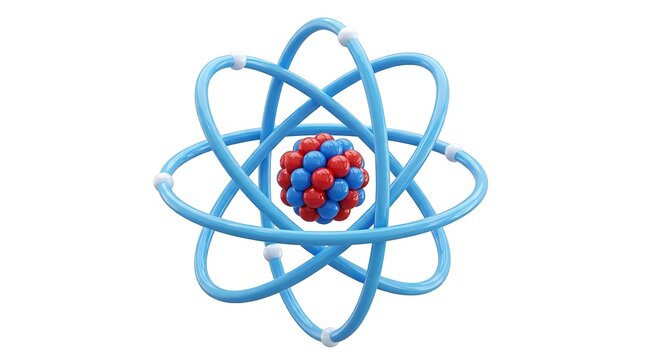 Modern atomic structure illustration with vibrant proton neutron electron design