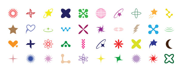 Obraz premium Colorful Y2k icon in fantastic retro style for decorating TikTok edits, Instagram stories, and profile layouts. Vector illustration Y2k template design elements.
