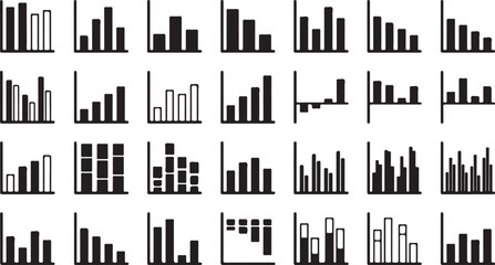 Fototapeta premium Collection of various bar chart representing statistical data, comparative analysis, growth trends, and financial performance