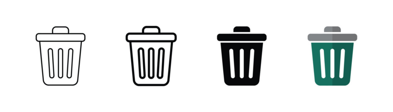 Trash can and waste bin icon representing garbage disposal, recycling, cleanliness, waste management, sanitation, and environment