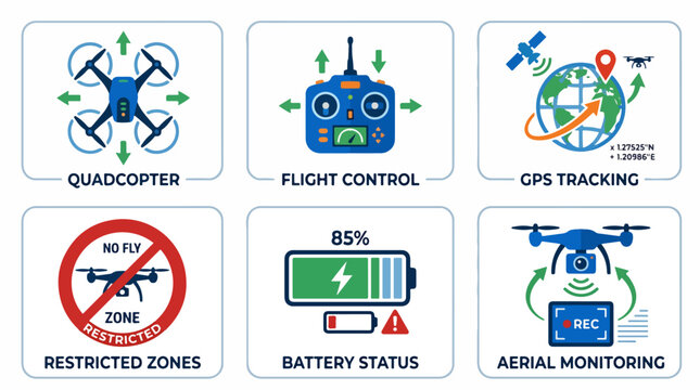 Drone Flight Control System Icons.