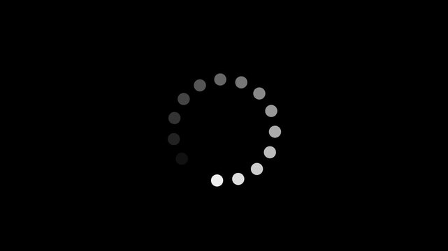 Minimalist white loading spinner circle loop animation on black background for website preloader, buffering, waiting, and system processing concept vector illustration