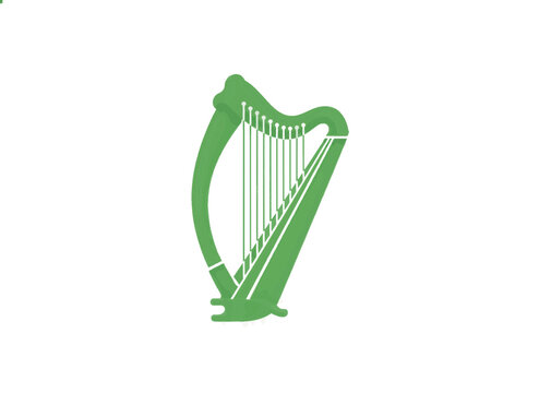Green Irish harp vector illustration on white background