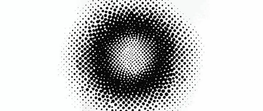 Circular halftone dot pattern radial gradient effect.