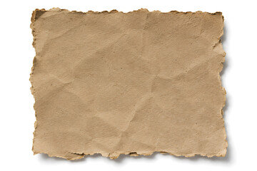 Fototapeta premium Brown kraft textured handmade deckle edge paper sheet with handmade, stationery
