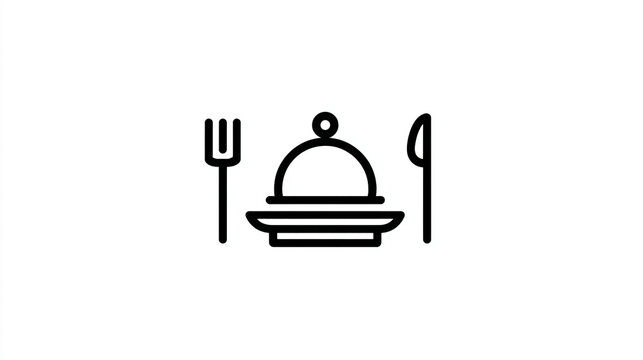 Serving cloche with cutlery icon for food service restaurant catering hospitality.