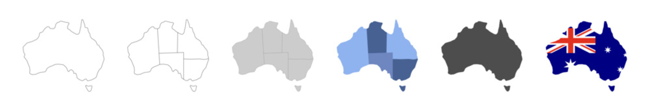 Australia map border. Australia with region contour