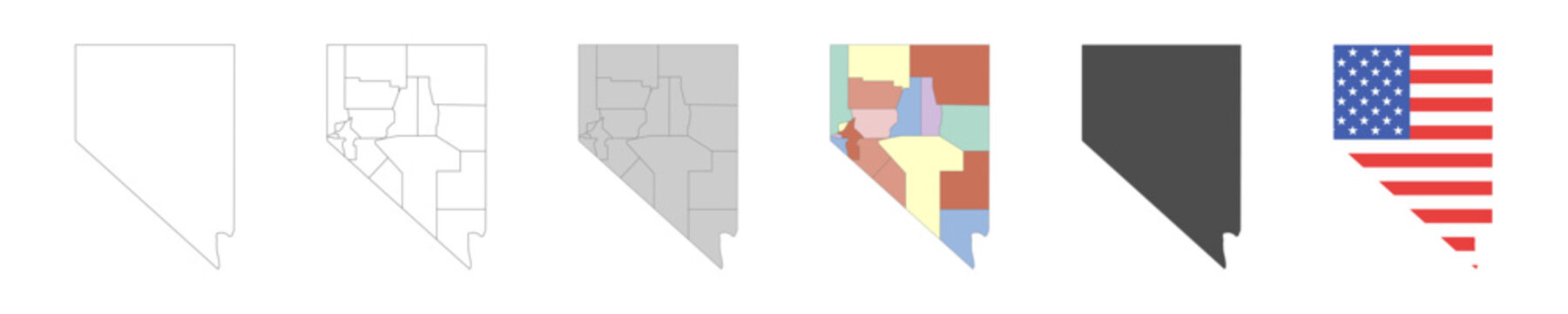 Nevada state map with counties. Map of Nevada state with regions