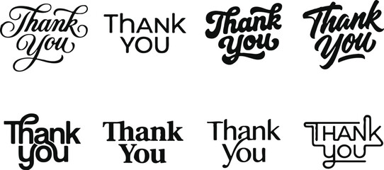 Obraz premium Collection of various thank you hand lettering phrases and typography designs for greeting cards and social media