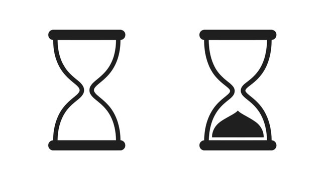 Hourglass Silhouettes On White Background Time Measurement Device