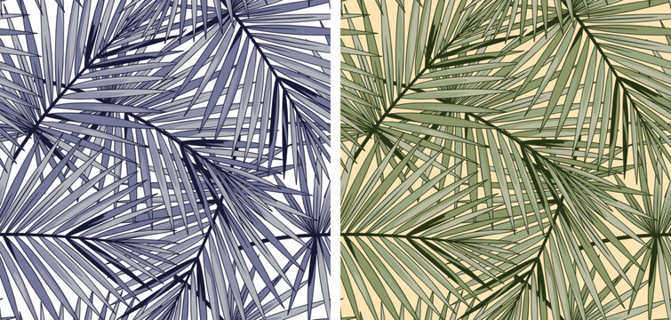 Tropical Summer Palm tree leaf Seamless print Design. Palm leaf prints. Botanical seamless pattern. printed tee t-shirt design fabric background. summer pattern. 