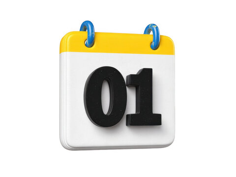 A high quality three dimensional calendar icon showing the first day of the month