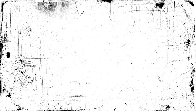 Grunge distressed texture overlay with scratches and dust particles isolated on transparent background