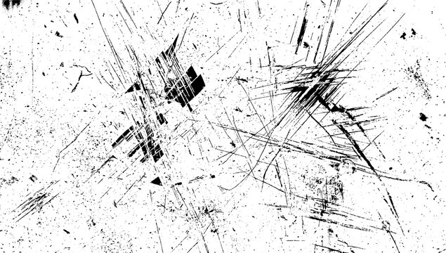 Grunge distressed texture with scratches and noise isolated on transparent background