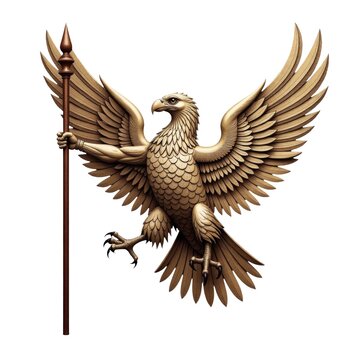 Statue of an eagle holding a spear