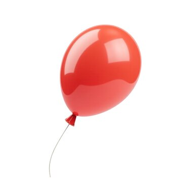 A single red balloon drifting in mid-air against a pure white background