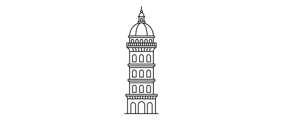 Obraz premium Stylized Iconic Tower with Dome on Transparent Background